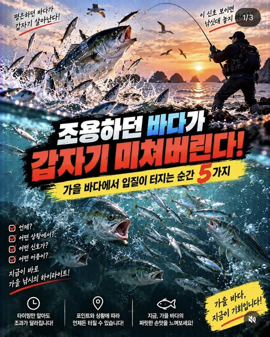 조용하던 바다가 바뀌는 순간 카드뉴스 그림