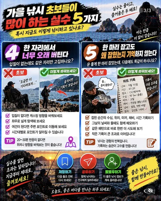 가을 초보가 많이 하는 실수 4~5 카드뉴스 그림