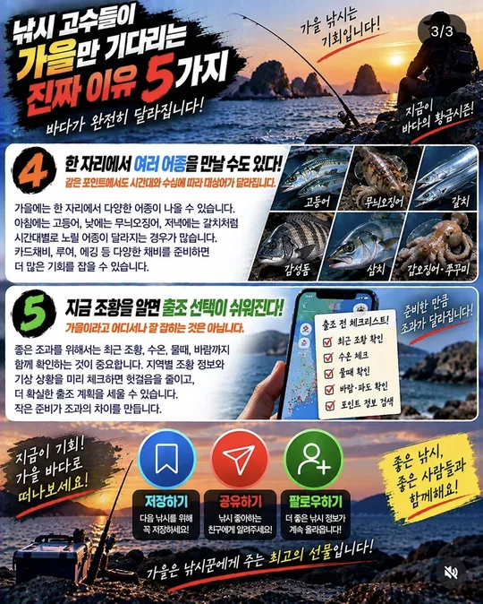 낚시인이 가을을 기다리는 이유 4~5 카드뉴스 그림