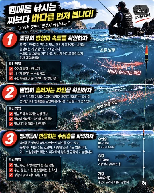 벵에돔 낚시, 찌보다 볼 것 1~3 카드뉴스 그림