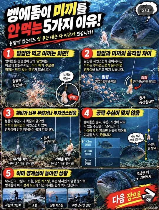 벵에돔이 미끼를 안 먹는 이유 카드뉴스 그림