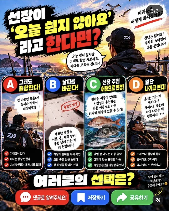 선장이 '오늘 쉽지 않아요'라고 한다면 카드뉴스 그림