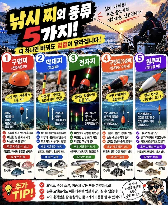 낚시 찌의 종류 카드뉴스 그림