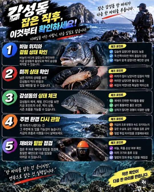 감성돔 잡은 직후 확인할 것 카드뉴스 그림
