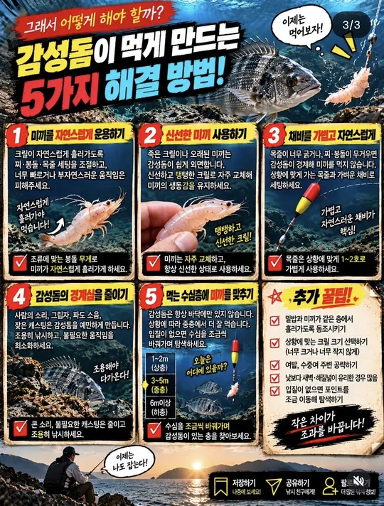 감성돔이 먹게 만드는 방법 카드뉴스 그림