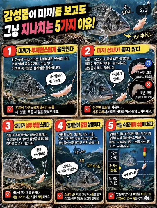 감성돔이 미끼를 지나치는 이유 카드뉴스 그림