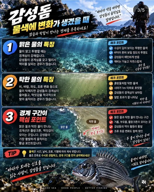 감성돔, 물색이 바뀌었을 때 카드뉴스 그림