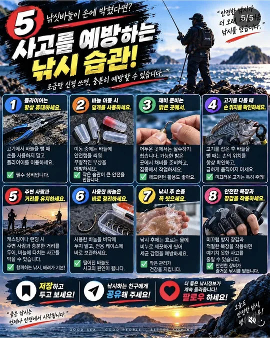 바늘 사고를 막는 낚시 습관 카드뉴스 그림