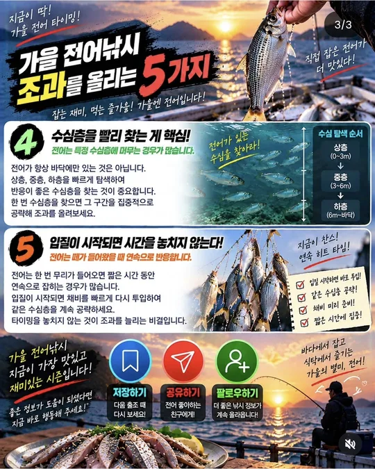 가을 전어낚시 조과 올리기 4~5 카드뉴스 그림
