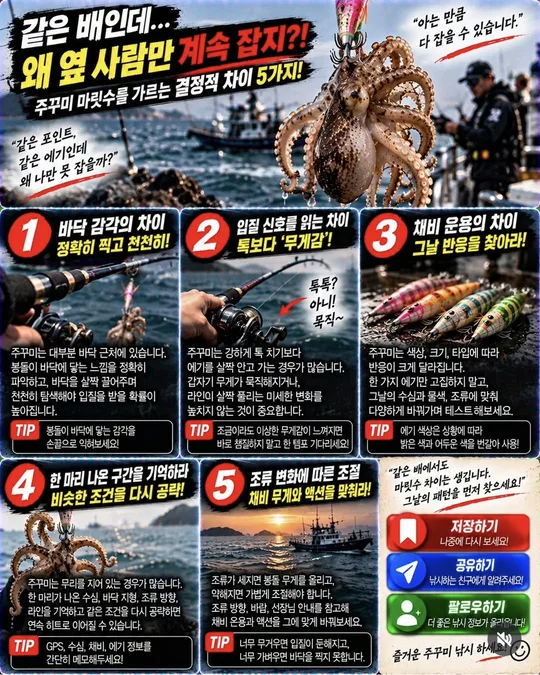 주꾸미 마릿수를 가르는 차이 5가지 카드뉴스 그림