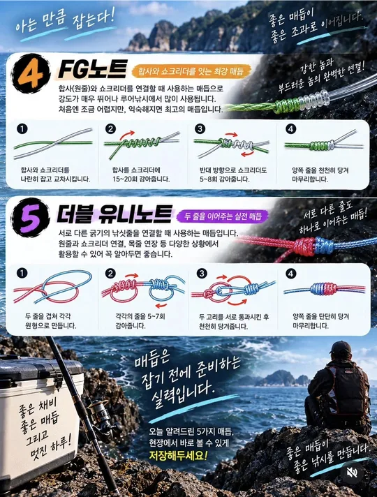 자주 쓰는 매듭 — FG·더블 유니 카드뉴스 그림