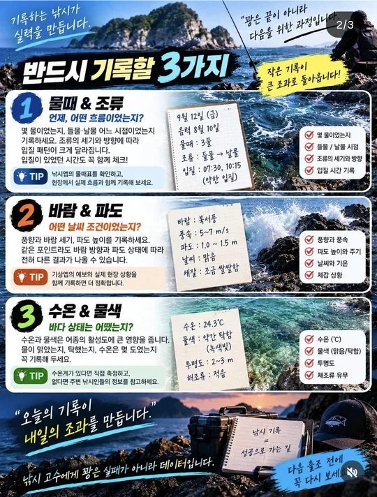낚시 기록에 남길 3가지 카드뉴스 그림