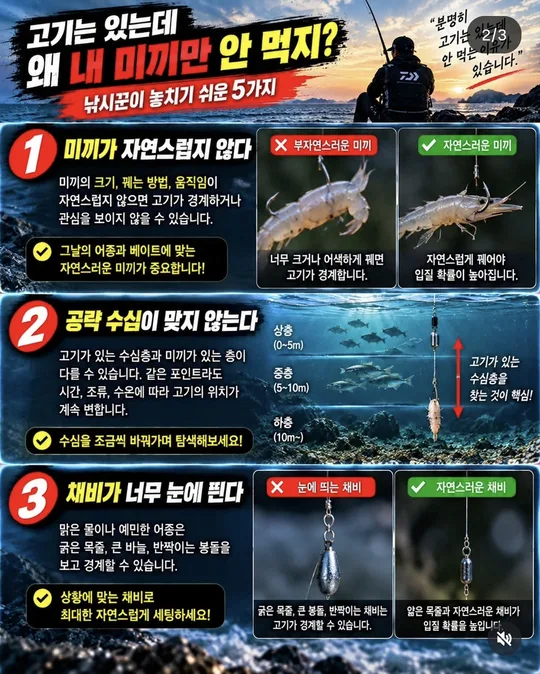 내 미끼만 안 먹는 이유 1~3 카드뉴스 그림
