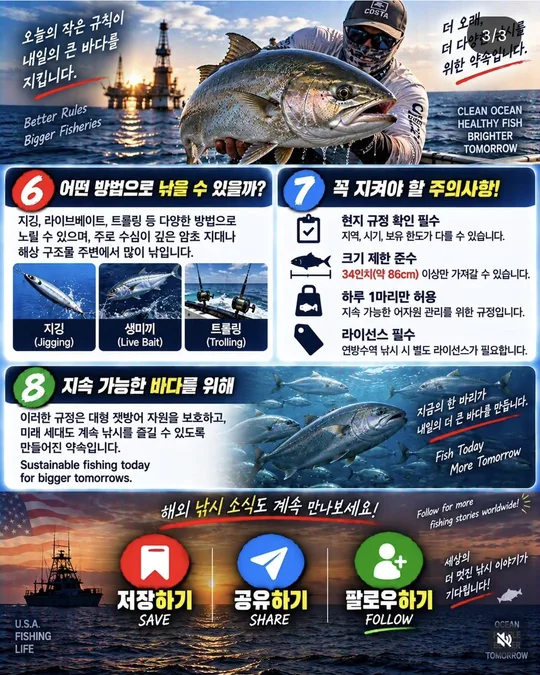 앰버잭 낚시 방법과 지킬 것 카드뉴스 그림