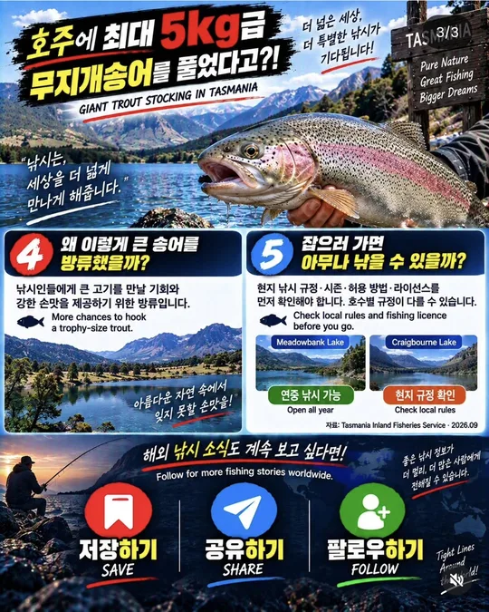 방류 송어를 잡으려면 — 현지 규정 카드뉴스 그림