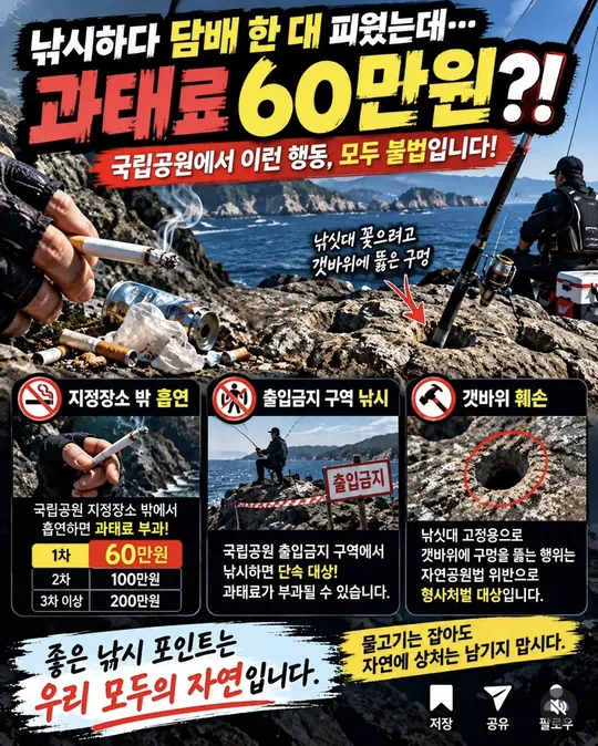 국립공원에서 하면 안 되는 행동 카드뉴스 그림
