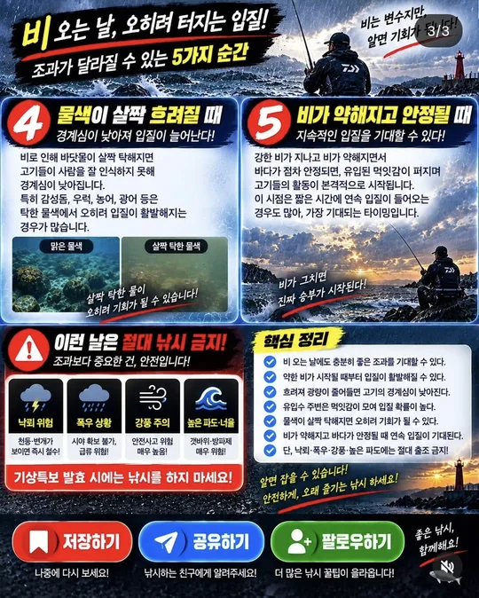 비 오는 날 입질이 붙는 순간 4~5 카드뉴스 그림