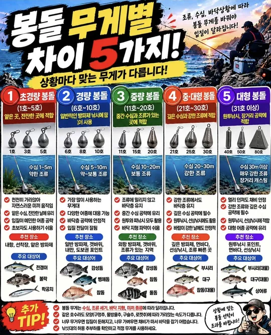 봉돌 무게별 차이 카드뉴스 그림