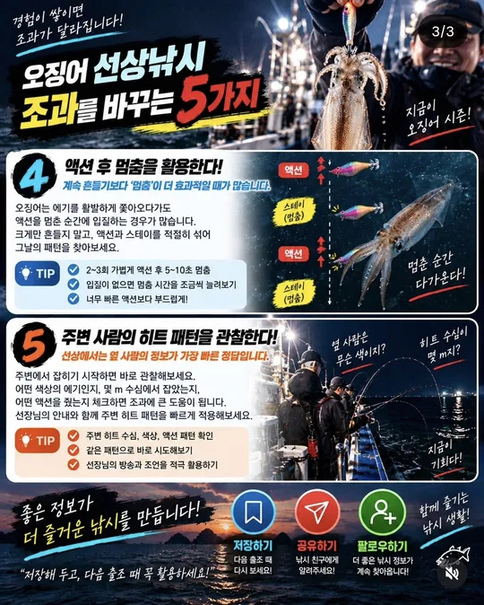 오징어 선상낚시 조과를 바꾸는 것 4~5 카드뉴스 그림