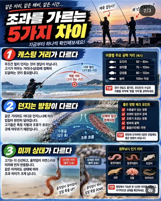 원투 조과를 가르는 차이 1~3 카드뉴스 그림