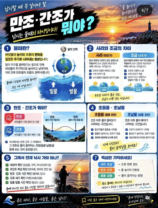 만조·간조와 사리·조금 카드뉴스 그림