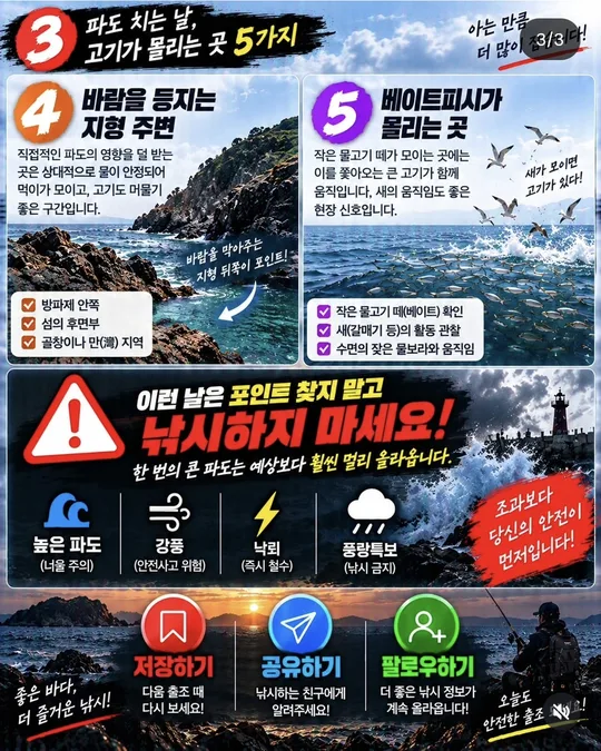 파도 치는 날 노릴 곳 4~5 카드뉴스 그림